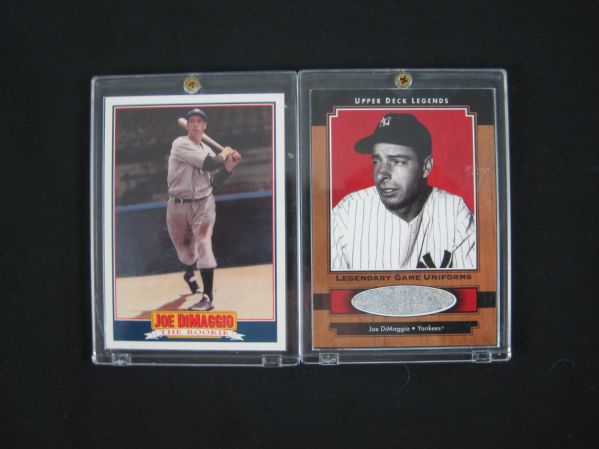 Joe DiMaggio Lot of 2 Game Used & Autographed Baseball Cards