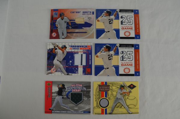 Jason Giambi Collection of Game Used Jersey & Bat Cards