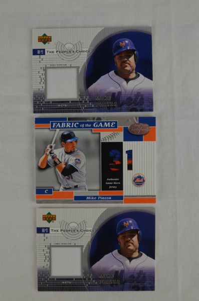 Mike Piazza Collection of Game Used Jersey & Bat Cards