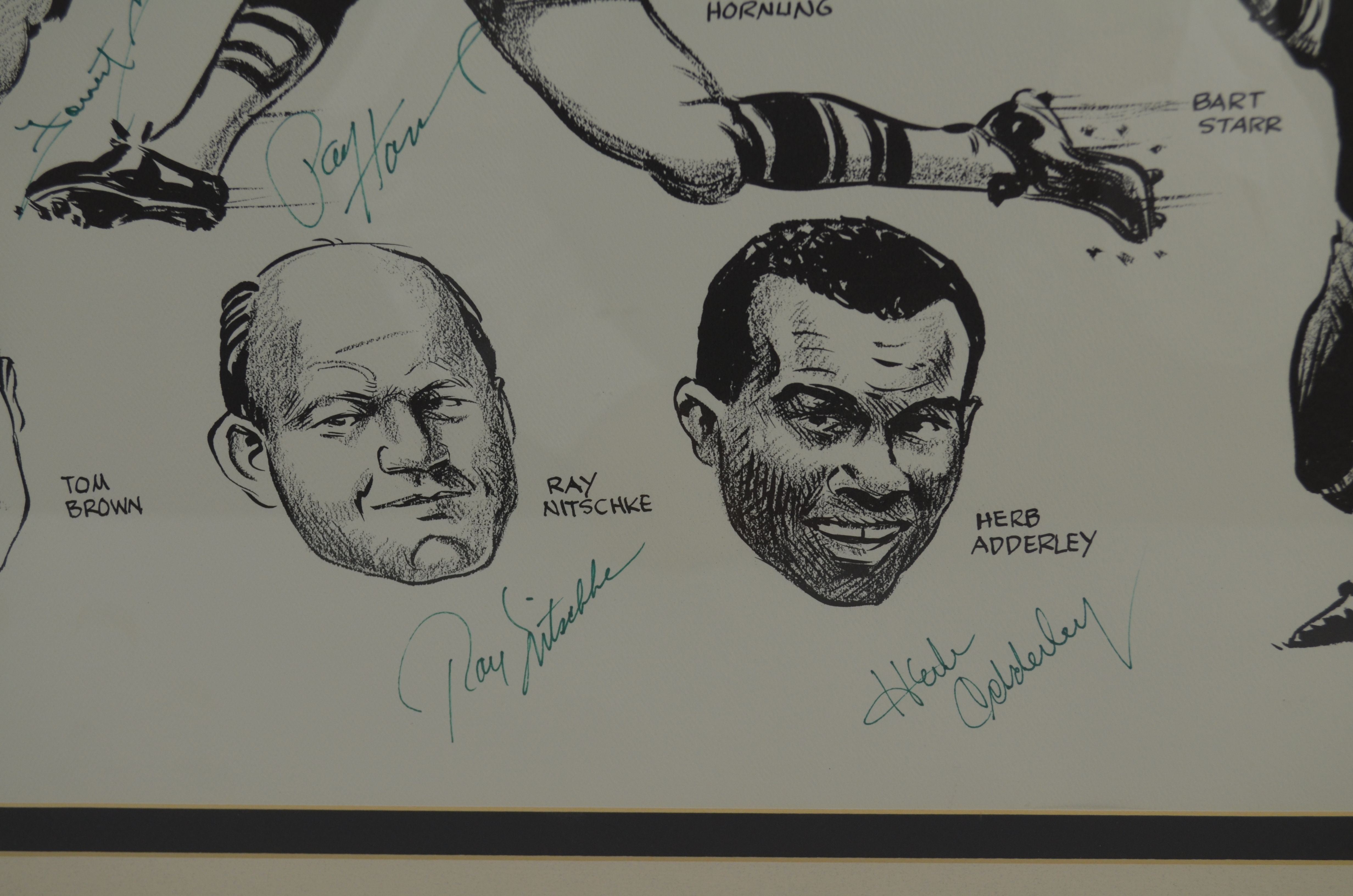 1967 Green Bay Packers 16x20 LE World Champions Lithograph Signed by (6)  with Tom Brown, Herb Adderley, Ray Nitschke, Bill Gallo (PSA Hologram)