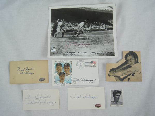 Joe DiMaggio Dom DiMaggio & Vince DiMaggio Collection of 7 Autographed Items