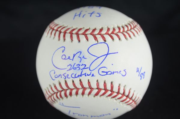 Cal Ripken Jr. Autographed & Inscribed LE #4/88 Career Stat Baseball