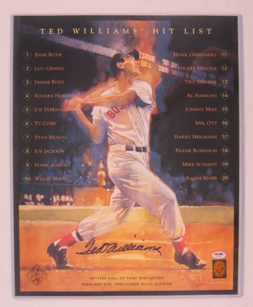 Ted Williams Autographed Hitters HOF 16x20 w/Ted Williams & PSA/DNA LOA