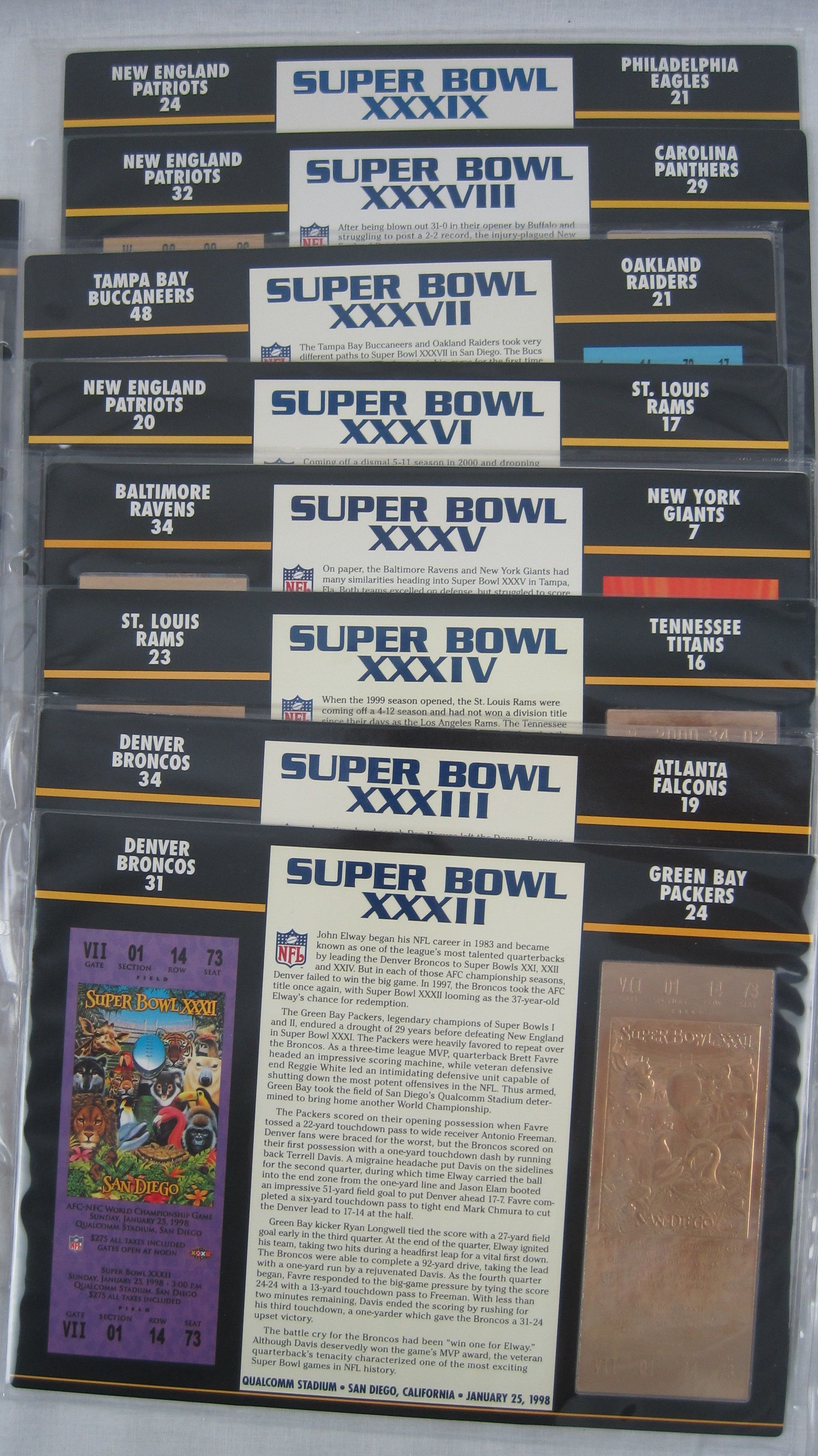 NFL - 22 Karat Gold NFL Football Super Bowl Tickets - Willabee & Ward  Collection