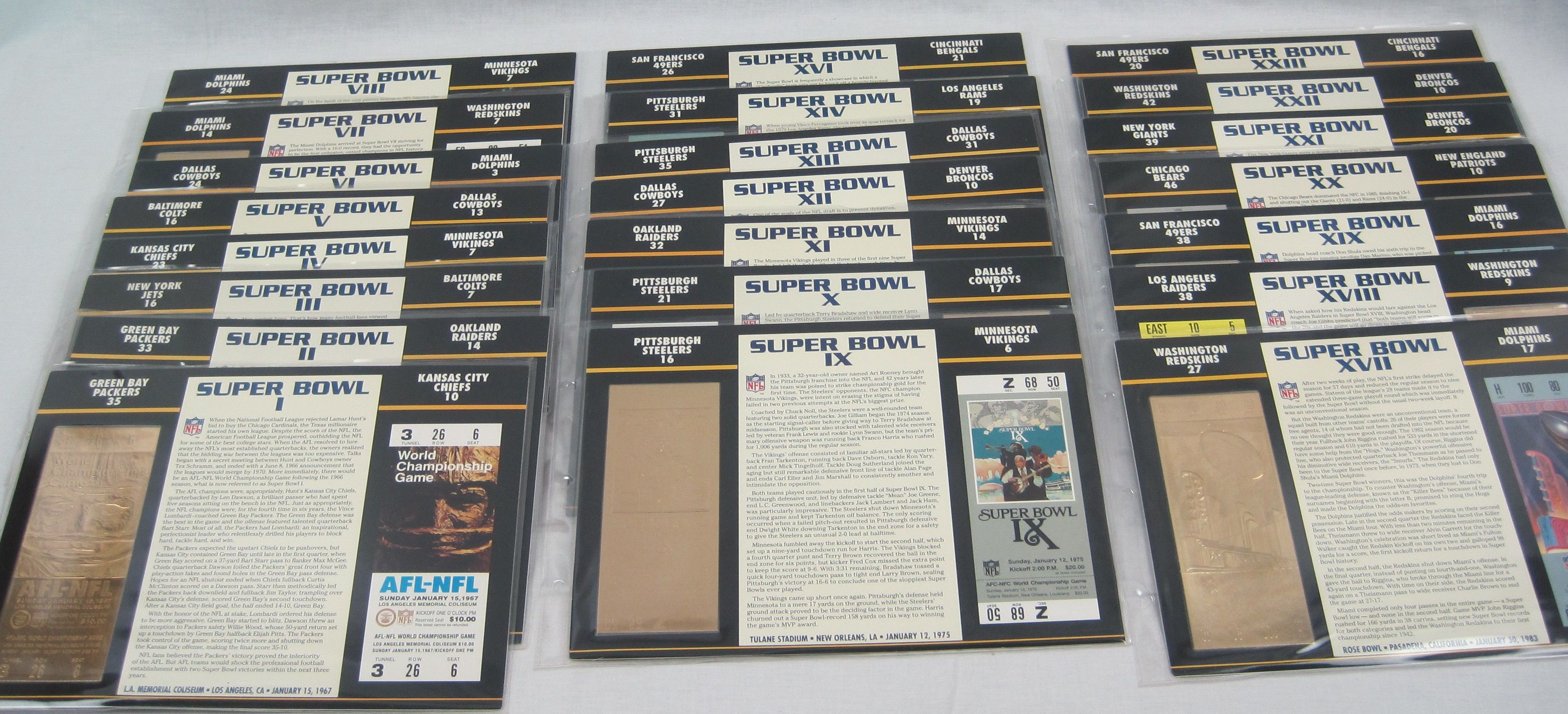 Lot Detail - Official NFL Super Bowl Willabee & Ward 22k Gold Ticket  Collection