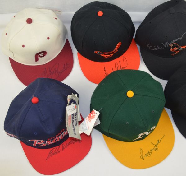 Collection of 5 Autographed 500 HR Club Hats 