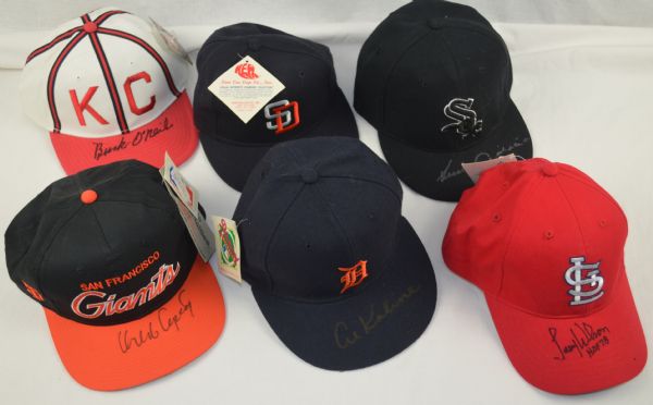 HOF Collection of 4 Autographed Baseball Hats