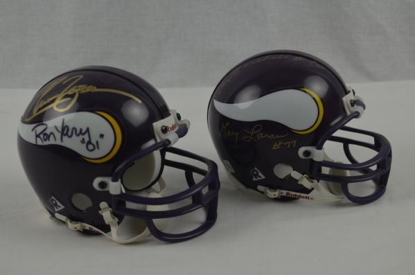 Minnesota Vikings Lot of 2 Autographed Mini Helmets