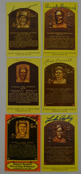 Collection of 6 Autographed HOF Plaque Postcards