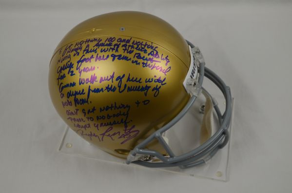 Dan "Rudy" Ruettiger Extensively Signed Notre Dame Helmet