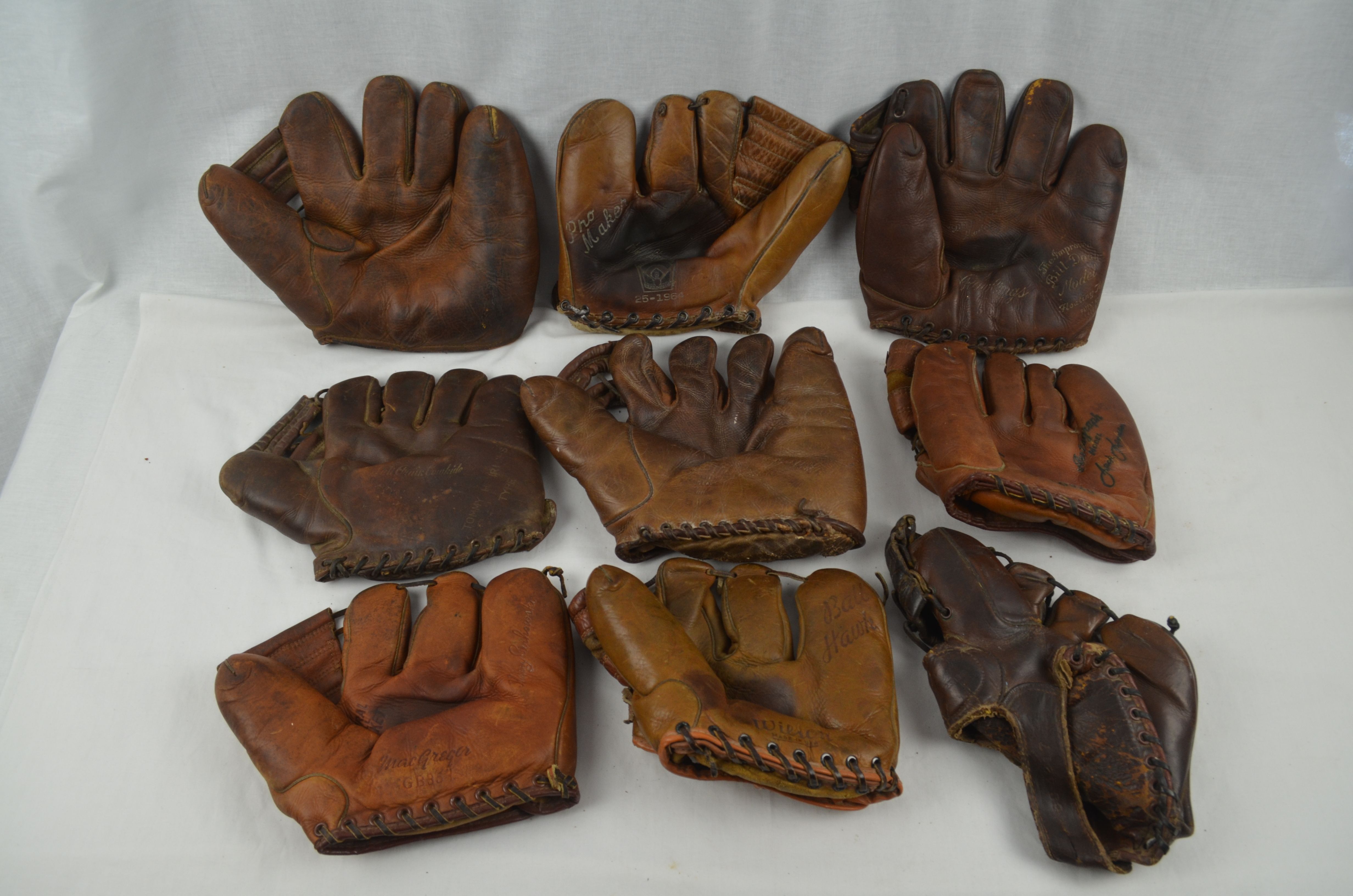 lot-detail-collection-of-9-vintage-baseball-gloves