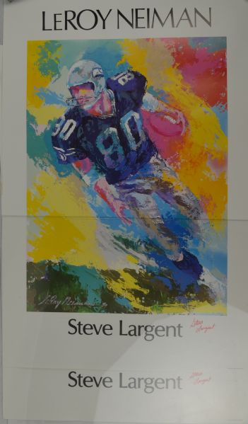 Steve Largent Lot of 2 Signed LeRoy Niemann Posters 