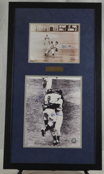 Don Larsen & Yogi Berra Autographed 1956 World Series Perfect Game Framed Display