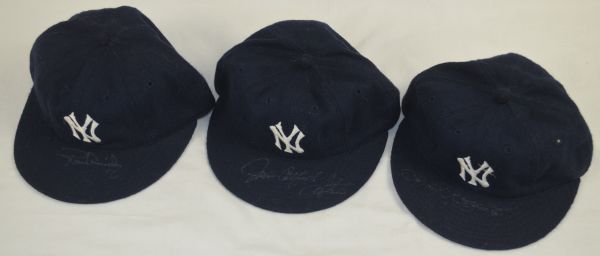 New York Yankees Lot of 3 Autographed Hats