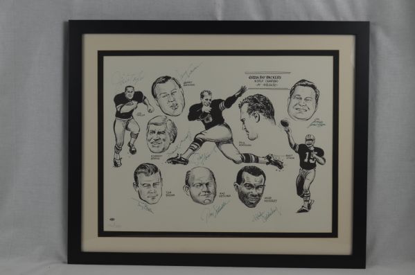 Green Bay Packers Legends Autographed Limited Editon Bill Gallo Lithograph