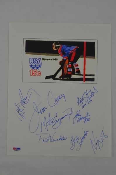 1980 Team Signed Hockey Sheet w/Herb Brooks