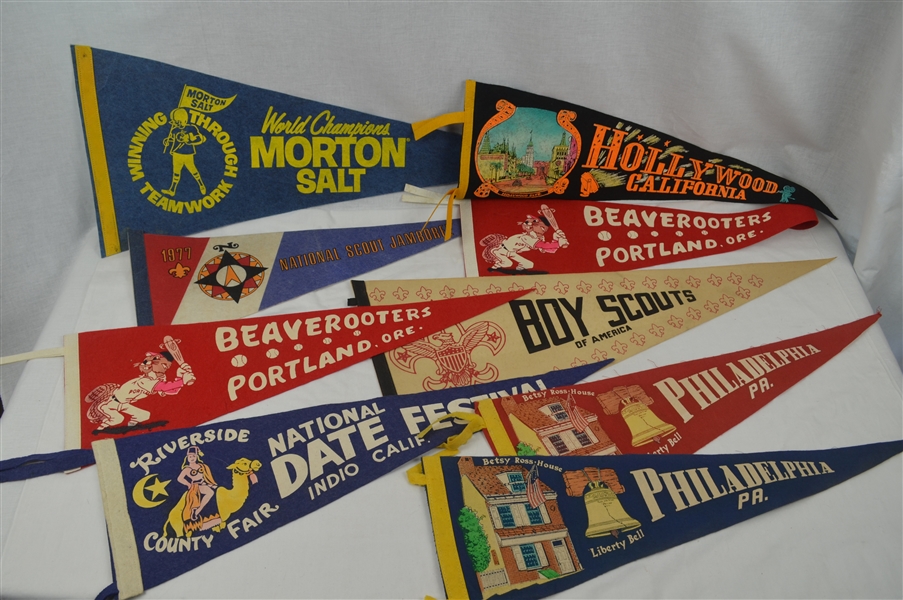 Collection of 9 Vintage Pennants