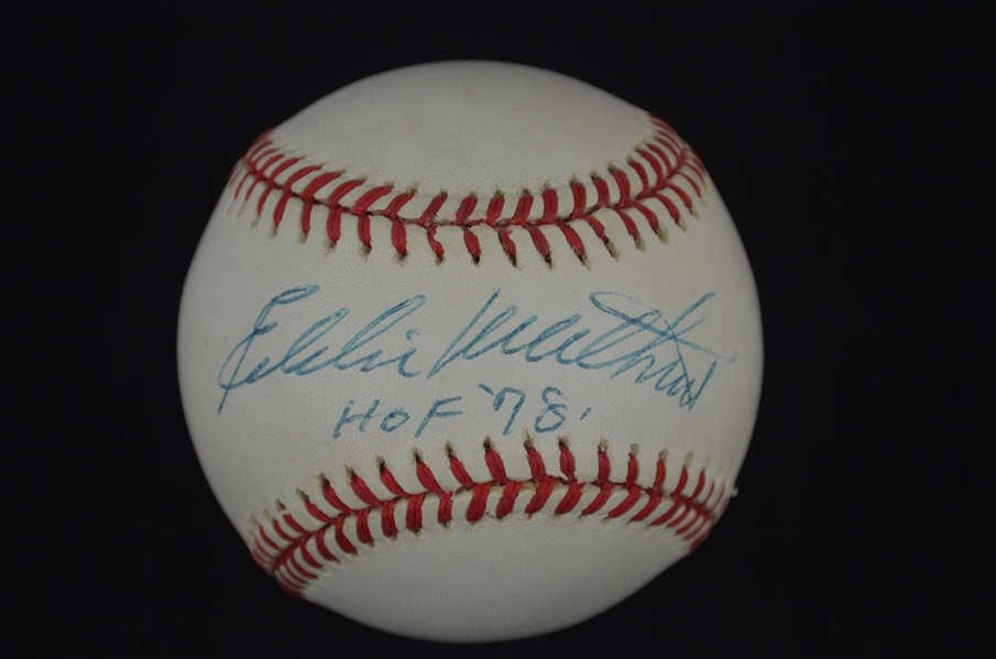 Eddie Mathews HOF 78 Autographed ONL Leonard Coleman Baseball