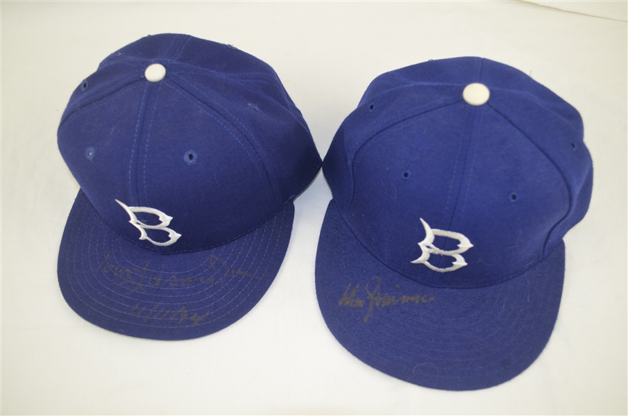 Tom Lasorda & Don Zimmer Autographed Brooklyn Dodgers Hats