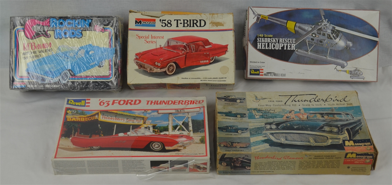 Collection of 5 Ford Thunderbird Models Monogram & Rovell