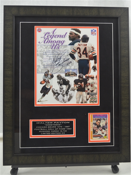 Walter Payton Autographed & Inscribed Framed Photo  Limited Edition #5/6