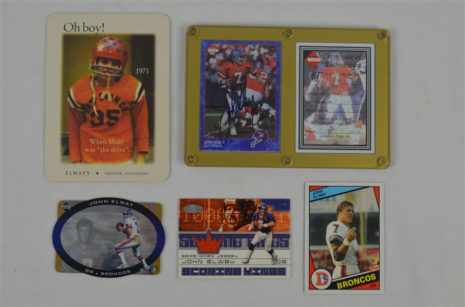 John Elway Collection of 5 Autographs & Rookie Cards