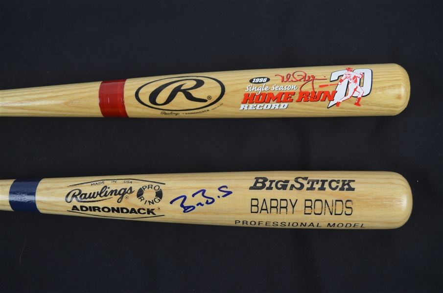 Mark McGwire & Barry Bonds Autographed Mini Bats *Only Bonds Signed*