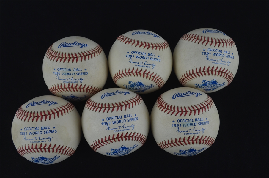 1991 World Series Lot of 6 Unsigned Baseballs 