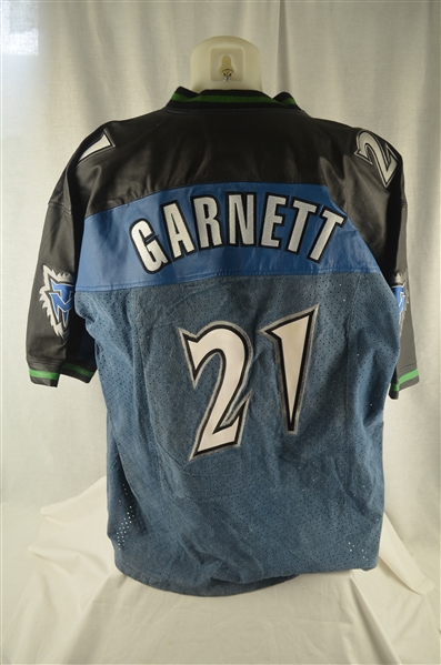 Kevin Garnett RARE Jeff Hamilton Leather & Suede Basketball Jersey