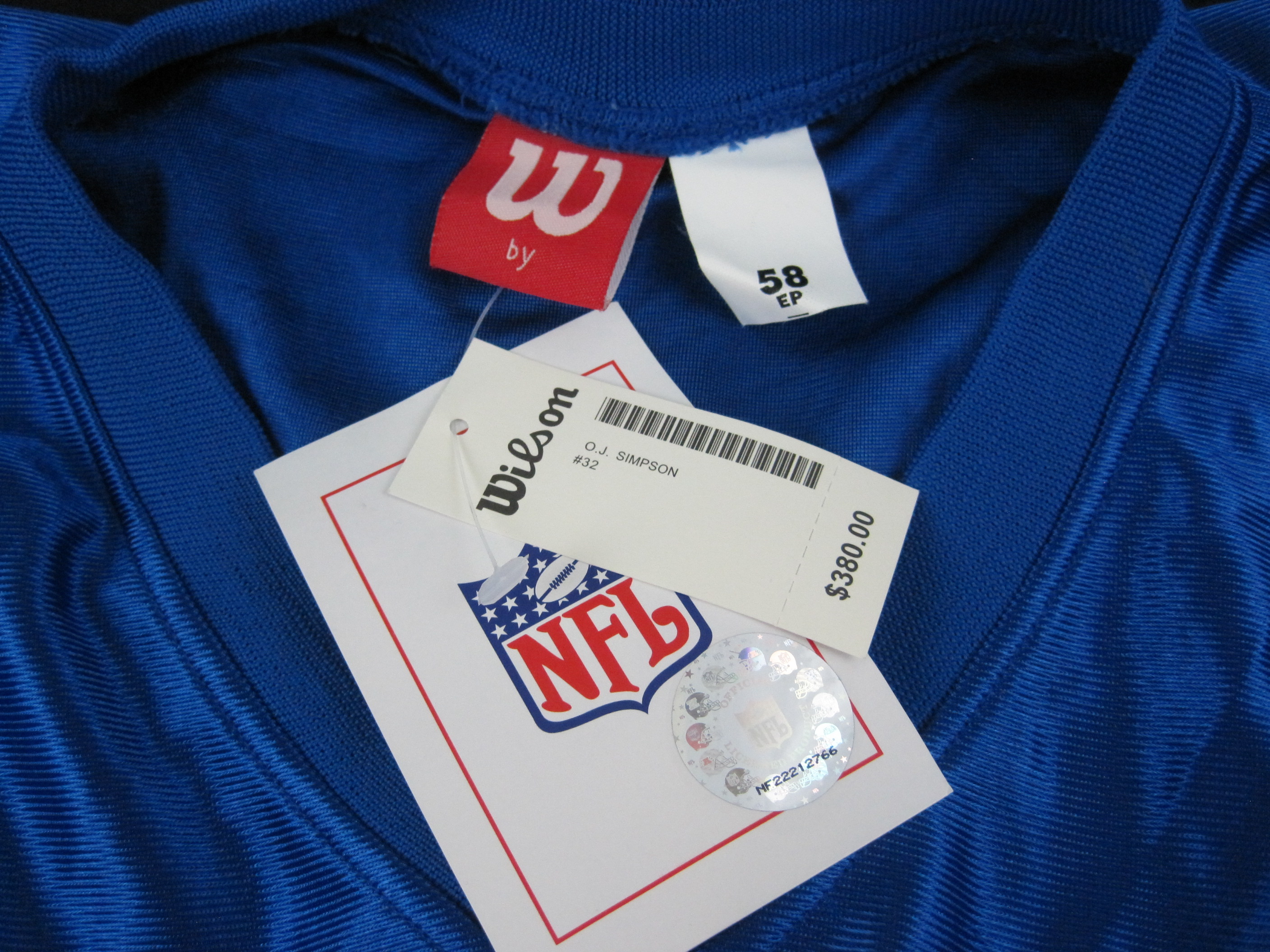 NWT Wilson Vintage Rare Authentic Buffalo Bills￼ OJ Simpson #32 Jersey Sz.  56