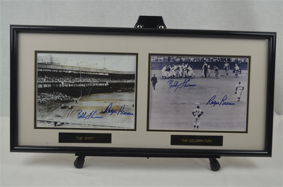 Ralph Branca & Bobby Thompson "Shot Hear Round The World" Auto Display