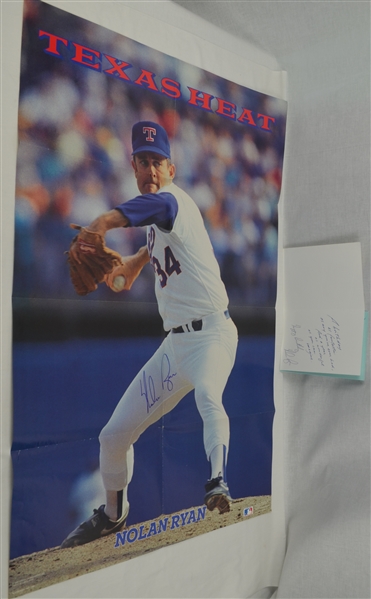 Nolan Ryan Autographed Poster & Signed Birthday Card