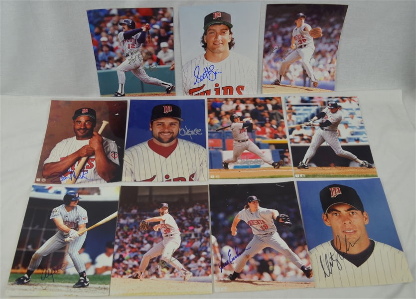 Collection of 11 Minnesota Twins 1990s Autographed Photos