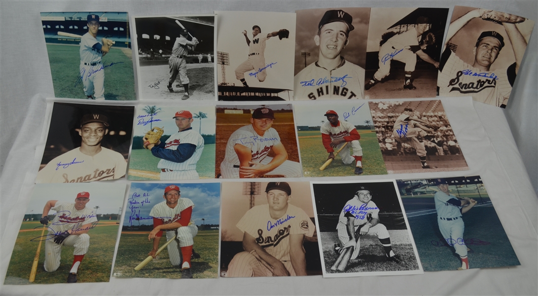 Collection of 16 Washington Senators Autographed Photos