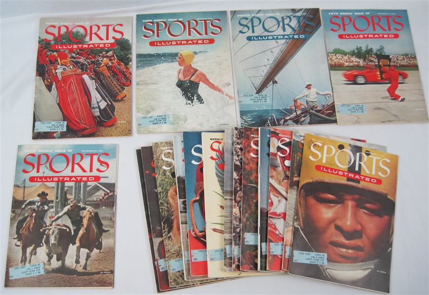 Inaugural 1954 Collection of 18 Sports Illustrated Magazines 