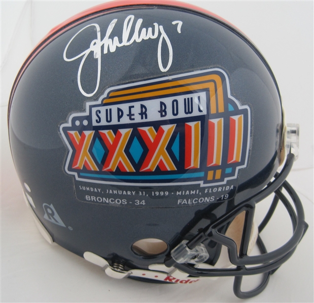 John Elway & Terrell Davis Dual Signed Super Bowl 32 & 33 Helmet