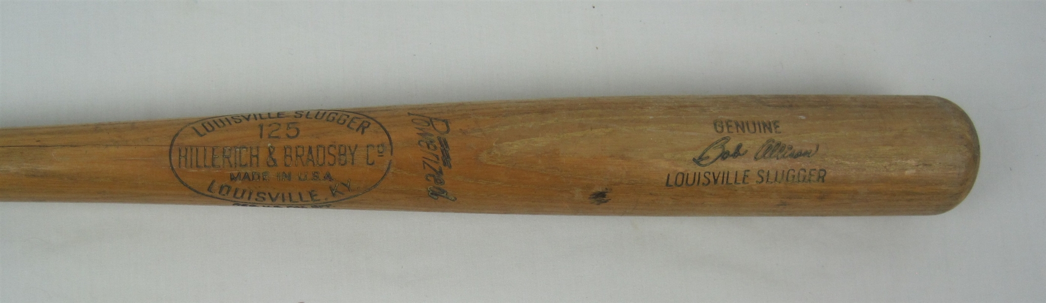 Bob Allison Minnesota Twins Professional Bat w/Heavy Use