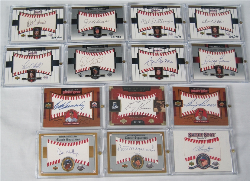 Sweet Spot Collection of 14 Autographed Baseball Cards