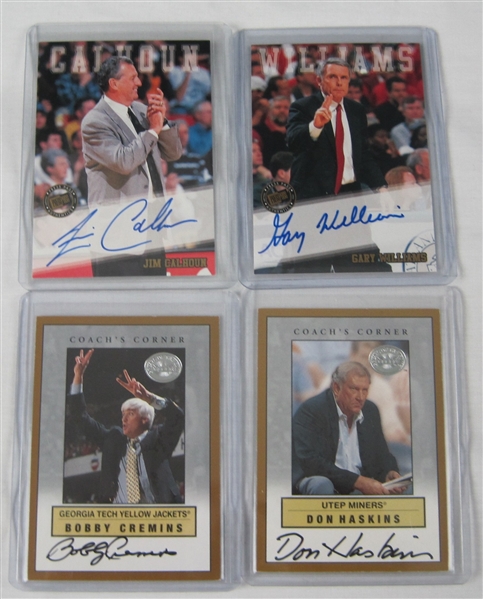 NCAA Lot of 4 Autographed Basketball Coaches Insert Cards w/Jim Calhoun