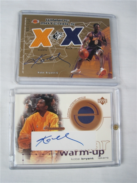 Kobe Bryant Lot 2 Game Used & Autographed Insert Cards
