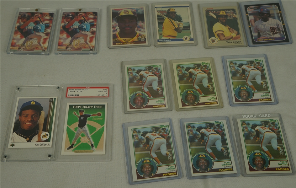 Collection of Derek Jeter Tony Gwynn & Ken Griffey Jr Rookie Cards