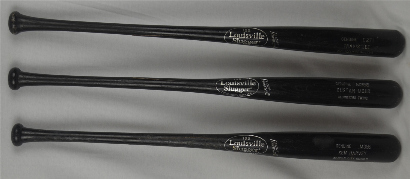 Lot of 3 Professional Model Bats w/Heavy Use 