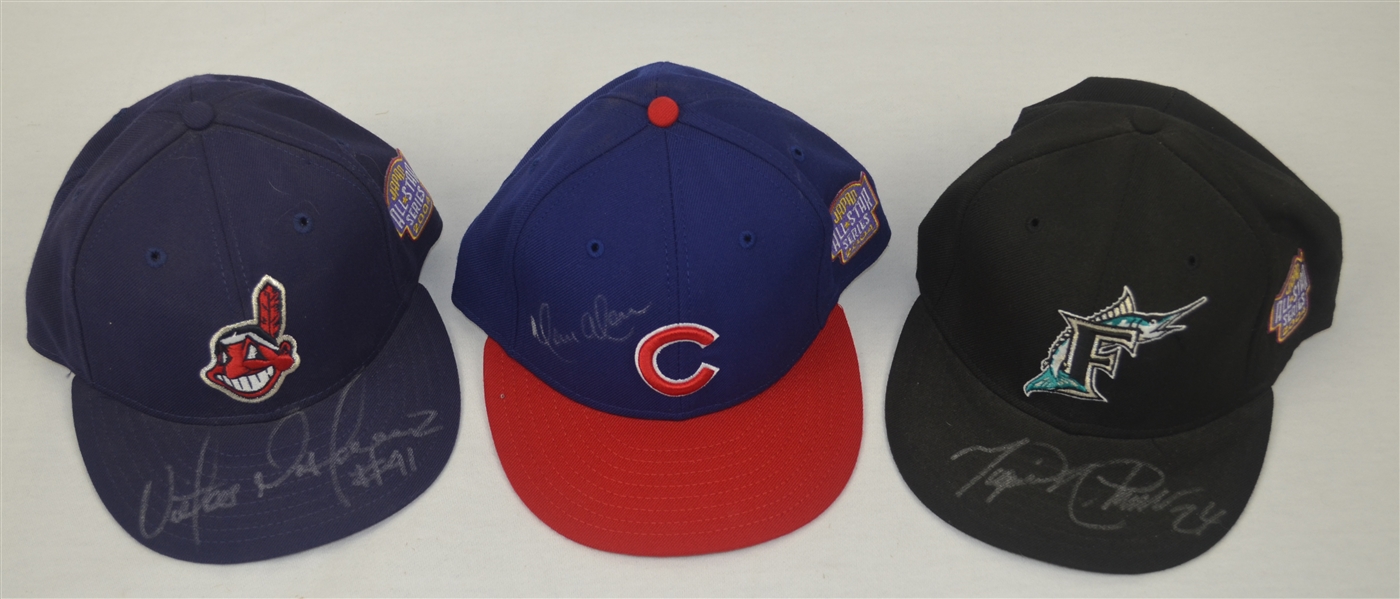 Collection of 3 MLB 2004 Japan All Star Series Game Issued Autographed Hats