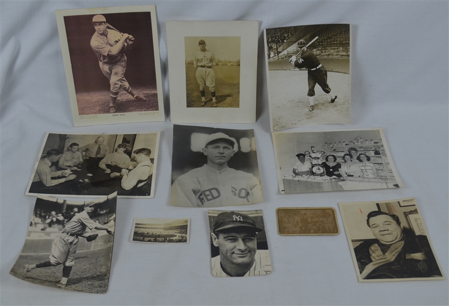 Collection of 11 Vintage B/W Original Photographs w/Babe Ruth Lou Gehrig & Honus Wagner