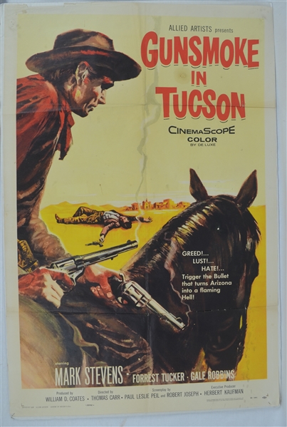 Rare Vintage 1958 "Gunsmoke in Tucson" Original Movie Theater Poster