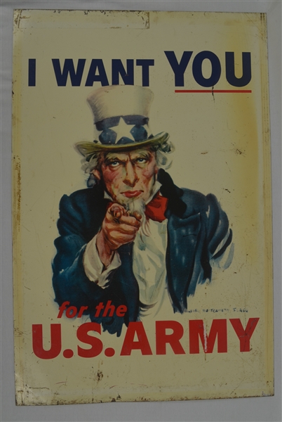 United States Army 1967-69 Uncle Sam "I Want You" Metal Sign 