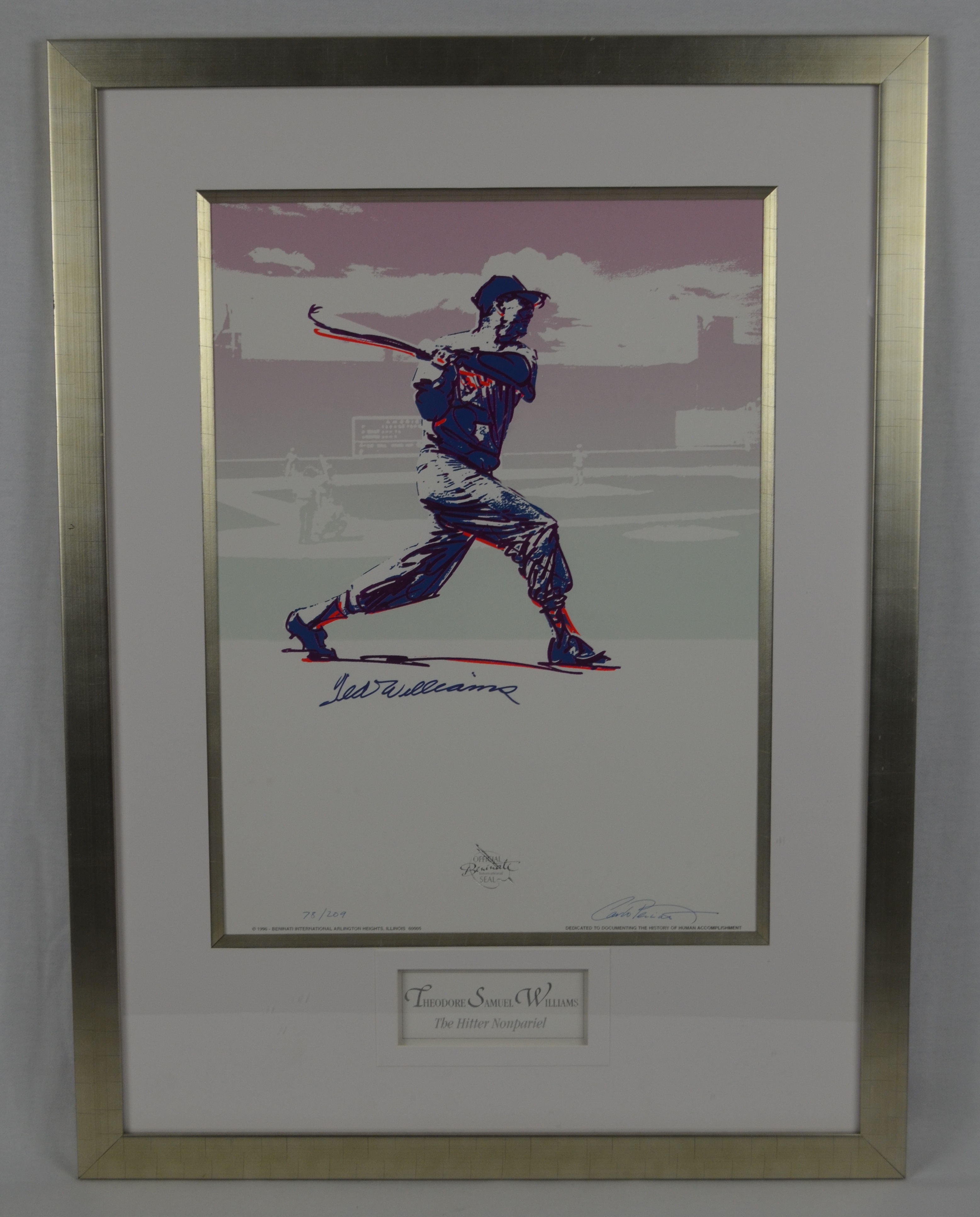 Ted Williams Signed Carlo Beninati Serigraph.  Baseball, Lot #44117