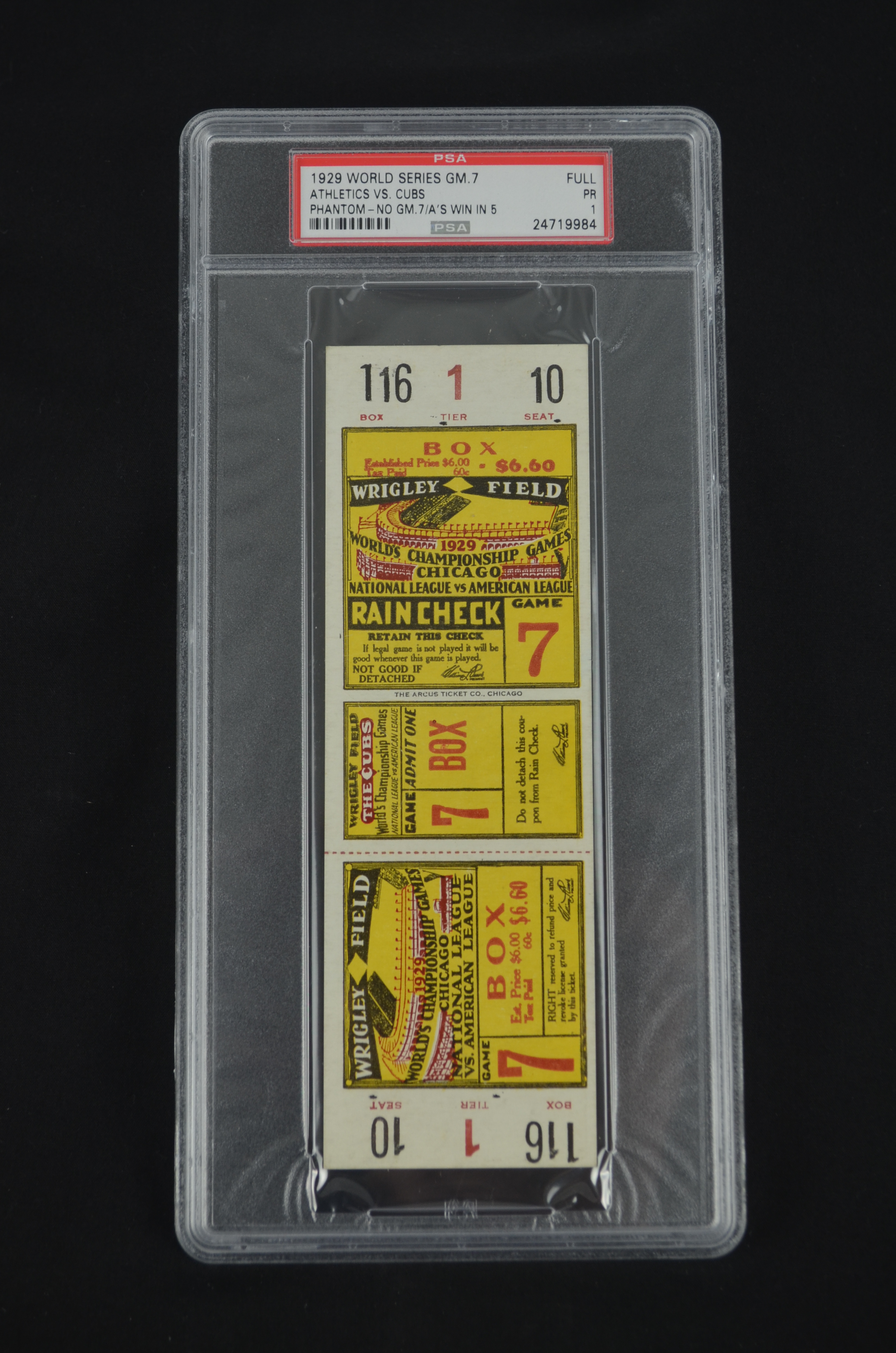 Lot Detail - 1929 World Series Ticket Game 7 PSA 1 Phantom