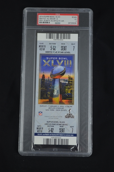 Super Bowl XLVIII 2014 Full Ticket PSA 3