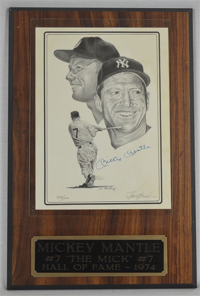 Mickey Mantle Autographed 1989 Jerry Hersh Limited Edition Print #665/1000